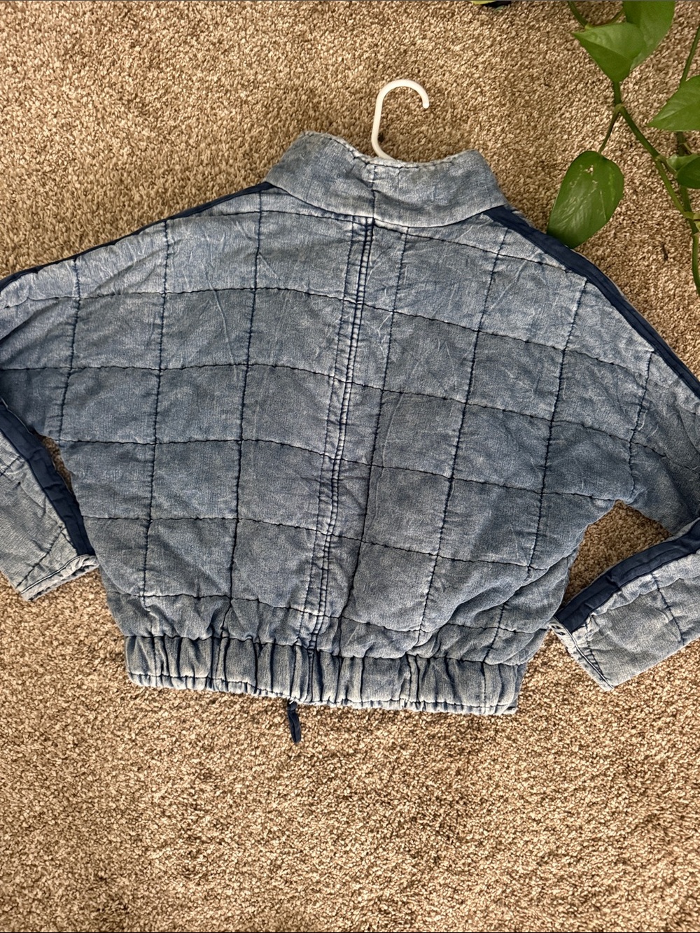bohme Denim-Effect Quilted Bomber Jacket in Light Blue - Picture 2 of 3